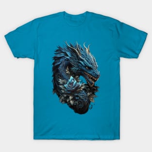 Blue Chinese Dragon E-Girl Aesthetic E-Boy retro 90s Style T-Shirt